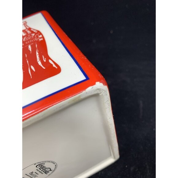 Square Coca-Cola Cannister 2008 Pacific Enterprises 7" Tall Porcelain Storage - Picture 12 of 13